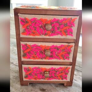 Handcrafted Pink and Orange Mini Drawer Organizer